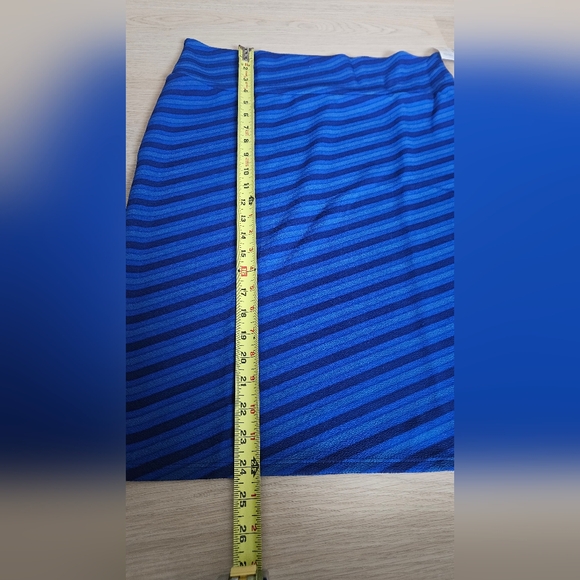 LuLaRoe Vibrant Blue Striped Pencil Skirt - Picture 2 of 7